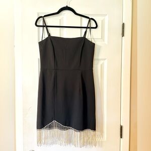 Trixxi Black Fringe Rhinestone Dress, Size L